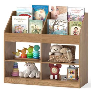 Children's bookshelf, 3 tiers, 4 compartments, 90 × 80 × 34 cm