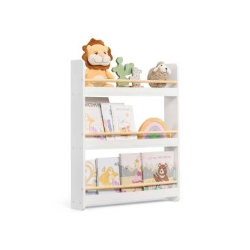 SONGMICS Children's Bookshelf, 3-Tier, White/Natural, 60 × 75 × 12 cm