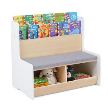 Children's bookshelf-bench, 3 in 1, White, 80 × 48 × 75 cm