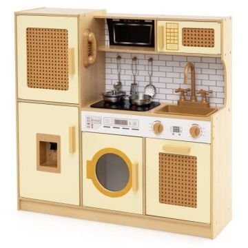 Children's wooden play kitchen, with sounds and lights, 83.82 × 80.01 × 25.4 cm