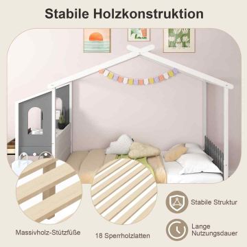 Children's cabin-shaped bed, with table, 2 drawers, 253 × 193 × 152 cm