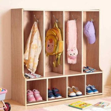 Lasten naulakkokaappi VEVOR IVY-VVR-015, 4 tilaa, 8 koukkua, 92 × 90,6 × 31,7 cm