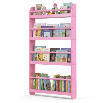 Children's wall-mounted bookshelf, 4-tier, 56 × 107 × 12 cm
