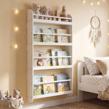Children's wall-mounted bookshelf, 4-tier, 56 × 107 × 12 cm