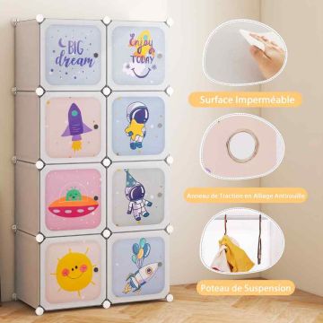 Children's wardrobe, 8 cubes, White, 71 × 142 × 36 cm