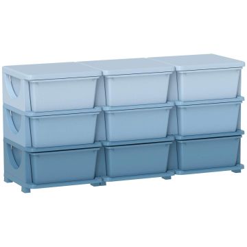 Lasten lelulaatikko, 9 laatikkoa, Sininen, 113 × 56,5 × 37 cm