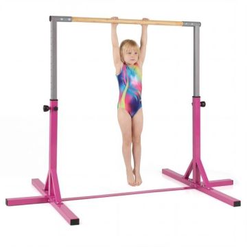 Children's gymnastics bar with 12 height adjustment options 85–145 cm, pink