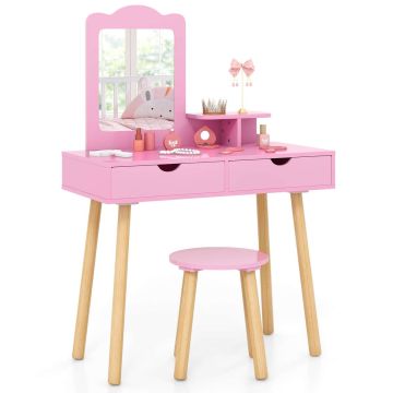 Children's dressing table, with stool and removable mirror, 71.1 × 99.1 × 33 cm