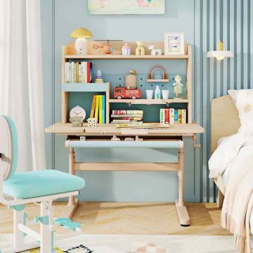 Children's learning desk, adjustable height, Blue, 80.5 × 88–110 × 51.5 cm