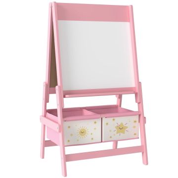 Lasten maalausteline, 3-in-1, Vaaleanpunainen, 54 × 94 × 46 cm