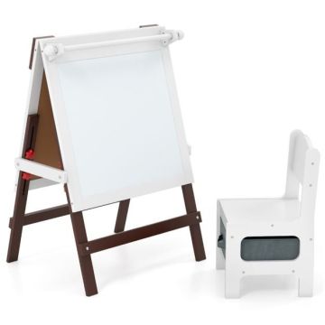Children's easel and chair set, 3 in 1, 55 × 48 × 75–94 cm