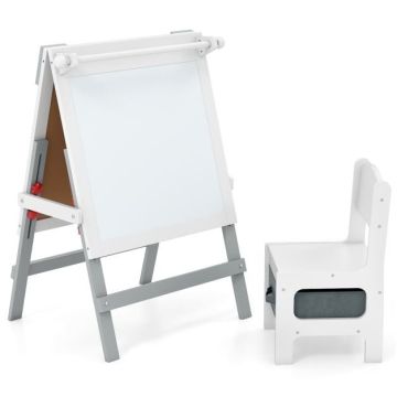 Children's easel and chair set, 3 in 1, 55 × 48 × 75–94 cm