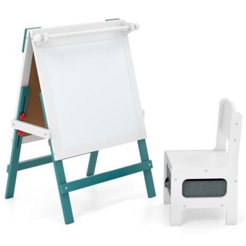 Children's easel and chair set, 3 in 1, 55 × 48 × 75–94 cm