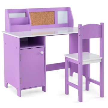 Children's desk with cabinet, Purple, 90.17 × 44.45 × 85.09 cm