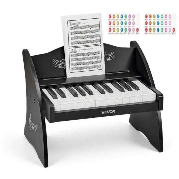 Lasten digitaalinen piano VEVOR, 25 kosketinta, Musta, 41 × 30 × 30 cm
