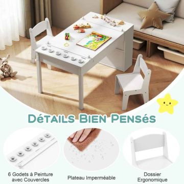 Children's table and chair set, 2 chairs, 109 × 60 × 55 cm