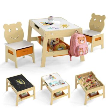 Children's table and chair set, 2 chairs, 69.85 × 45.72 × 60.96 cm
