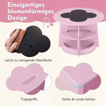 Children's table and stool set, 4 stools, Pink, Ø 70 × 49 cm