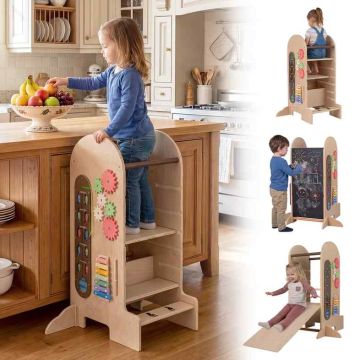 Children's kitchen tower, 3 platforms and 2 step positions