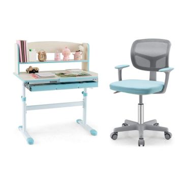 Children's desk and computer chair set, 1 table and 1 chair, 80 × 51 × 81.5–104 cm
