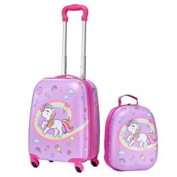 Lasten matkalaukkusetti VEVOR LGA4T-16UNC-P08, 2 osaa, Vaaleanpunainen, 32 × 23 × 45 cm