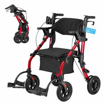 Rollaattori ja kuljetustuoli VEVOR HFK-9269KD-1, 2-in-1, 107 × 92–106,5 × 73 cm