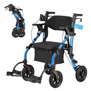Rollaattori ja kuljetustuoli VEVOR HFK-9269KD-1, 2-in-1, 1070 × 730 × 920–1065 mm