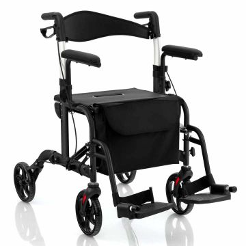 Walker-roller with seat, 2 in 1, 40.5 × 85.1–96.5 × 63.5 cm