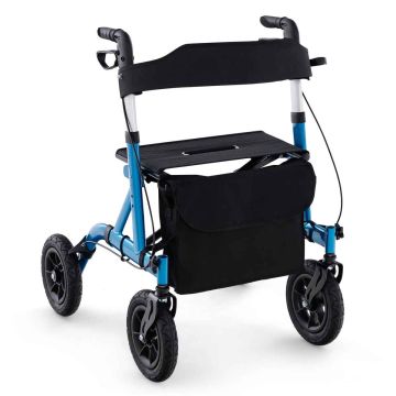 Walker with seat, Blue, 76.2 × 81.3–94 × 63.5 cm