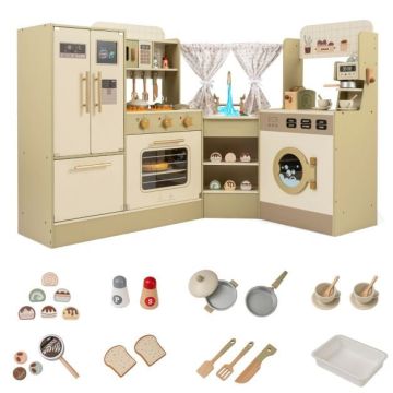 Children's corner play kitchen, 21 accessories, 58 × 34 × 21.5 inches