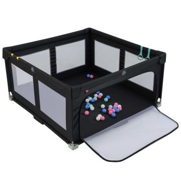 Children's playpen, 50 balls and 4 rings, Black, 150 × 150 × 76.5 cm