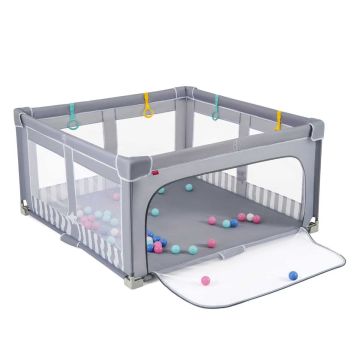 Children's playpen, 50 balls and 4 rings, Gray, 150 × 150 × 76.5 cm