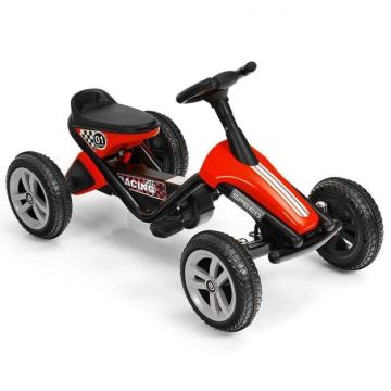 Children's Pedal Kart, 4 Wheels, Blue, Red and Yellow, 34.5 × 18 × 20.5 inches