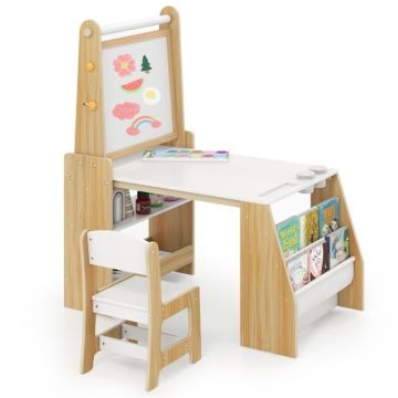 Children's writing and drawing table with chair, 25 cm, white