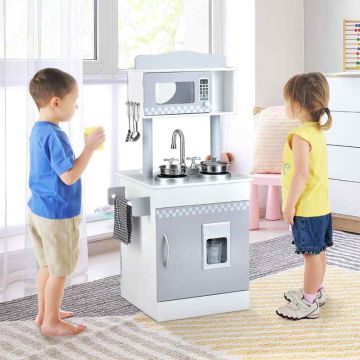 Children's play kitchen, double-sided, White, 44 × 93 × 39 cm