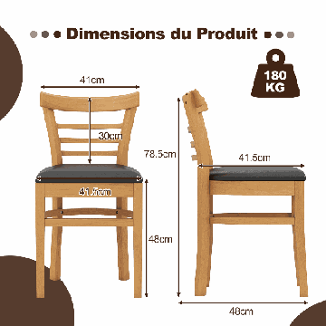 Dining chairs, 2 pcs, 41.5 × 78.5 × 48 cm