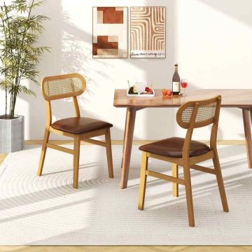 Dining chairs, 2 pcs, brown/black, 49 × 79 × 48 cm