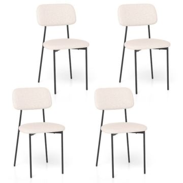 Dining chairs, 4 pcs, Beige/black, 44 × 78 × 49 cm