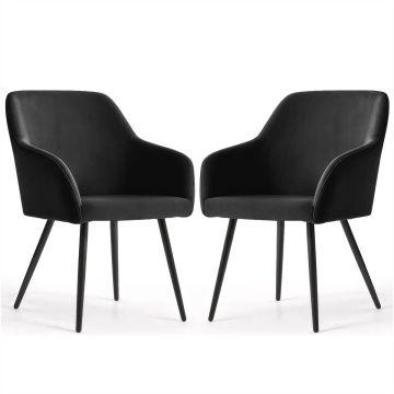 Стулья для столовой ESTELLE, комплект из 2 шт, Чёрные, 54,5 × 83 × 58 см