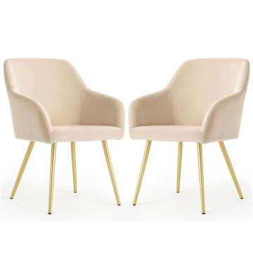Стулья для столовой ESTELLE, 2 шт, бежевые/золотые, 54,5 × 83 × 58 см