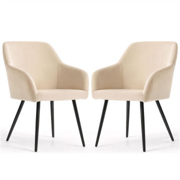 Стулья для столовой ESTELLE, 2 шт, бежевые/чёрные, 54,5 × 83 × 58 см