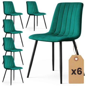 Стулья для столовой LIVO, 6 шт, Зелёные, 45,5 × 87 × 43,5 см