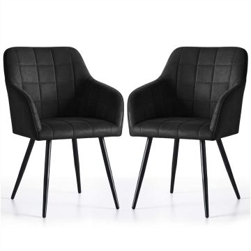 Стулья для столовой LUXANO, 2 шт, Чёрные, 54 × 82 × 58 см