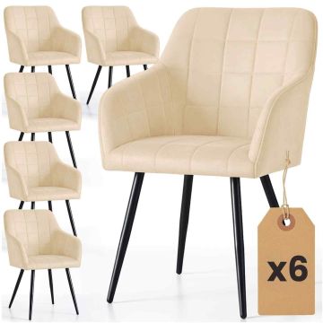 Стулья для столовой LUXANO, 6 шт, бежевый/чёрный, 54 × 82 × 58 см