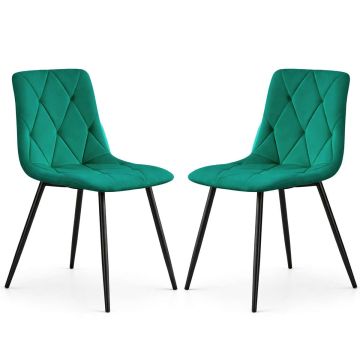 Стулья для столовой MILO, комплект из 2 шт, Зелёный, 45,5 × 87 × 43,5 см