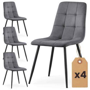 Ruokailutuolit NERO, 4 kpl, Harmaat, 45,5 × 87 × 43,5 cm