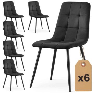 Ruokailuhuoneen tuolit NERO, 6 kpl, mustat, 45,5 × 87 × 43,5 cm