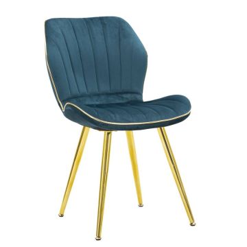Dining chairs Paris Space, 2 pcs, teal and gold, 46 × 77 × 58 cm