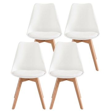 VASAGLE Dining Chairs, 4 pcs, White, 46.5 × 57 × 79 cm