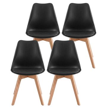 VASAGLE Dining Chairs, 4 pcs, Black, 46.5 × 57 × 79 cm